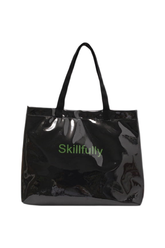 PVC Tote Bag Women's Letters Print Large Shoulder Carry All Bag Clear Plastic Hobo Handbag Shopping for Women