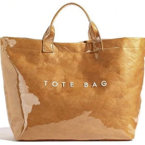 PVC Tote Bag Women's Letters Print Tote Bag Large Kraft Paper Tote Bag Carry All Bag Top Handle Clear Hobo Handbag
