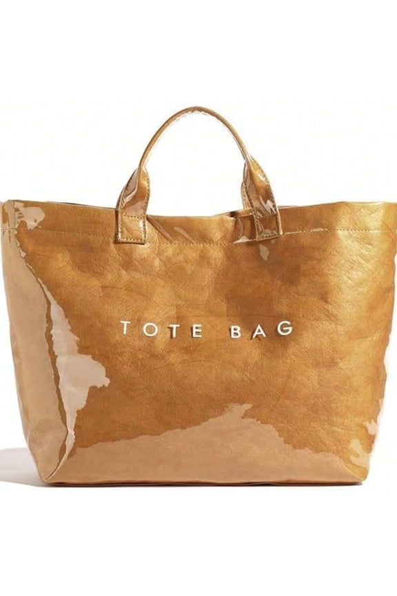 PVC Tote Bag Women's Letters Print Tote Bag Large Kraft Paper Tote Bag Carry All Bag Top Handle Clear Hobo Handbag