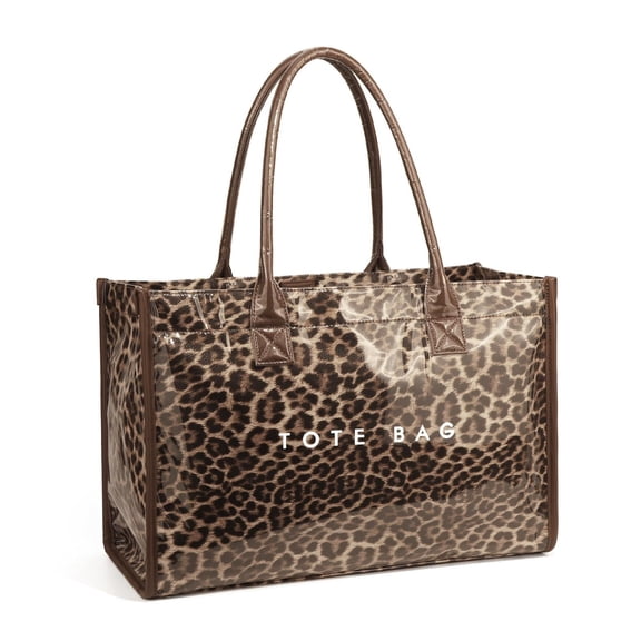 PVC Tote Bag Women's Waterproof Jelly Beach Bag Leopard Tote Bags