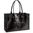 thumbnail image 1 of PVC Tote Bag for Women - Kraft Paper Work Handbags Purses with Top Handle（Black）, 1 of 13