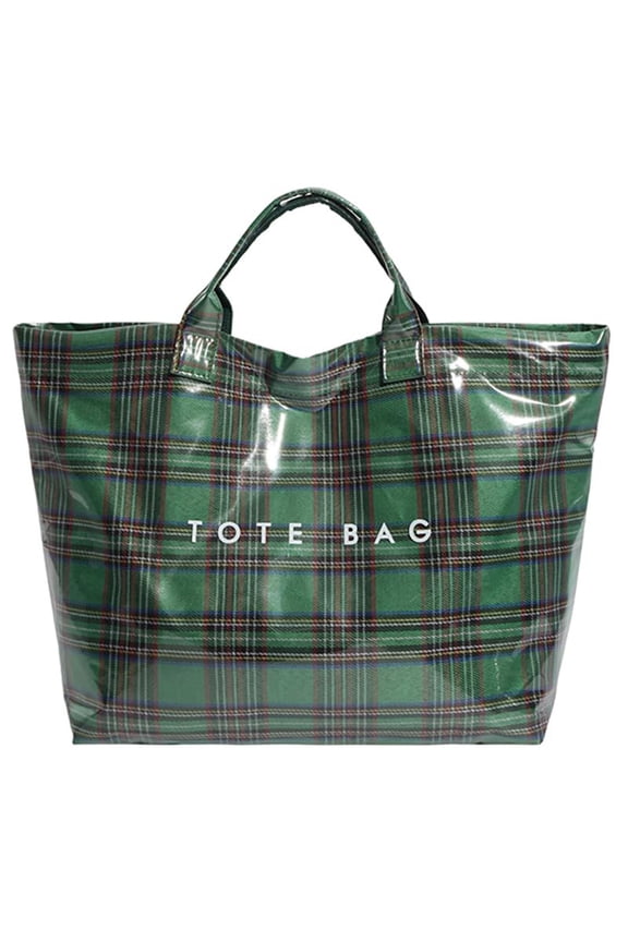 PVC Tote Bag for Women Reusable Clear Plastic Handbag Rustic Buffalo Plaid Letter Printed Hobo Bag Large Work Tote Bag