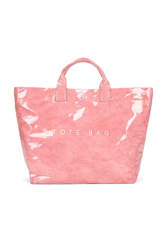 PVC Tote Bag for Women Solid Color Large Letter Print Tote Bag Kraft Paper Clear Plastic Handbag Top Handle Bag