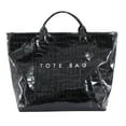 thumbnail image 1 of PVC Tote Bag for Women,Tear-Proof Large-Capacity Tote,Waterproof &Paper Material Bag Handbag for Work, Travel, Gym （Black）, 1 of 7