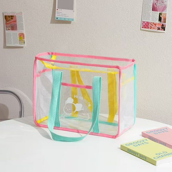 PVC Tote Pack Bag Transparent See Through Clear Tote For Women colorful Clear Jelly Beach Bag for Teens, Shoulder Handbag & Bathroom Travel Pouch