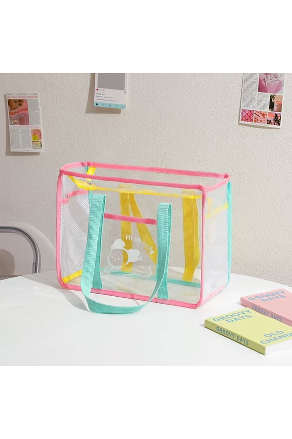 PVC Tote Pack Bag Transparent See Through Clear Tote For Women colorful Clear Jelly Beach Bag for Teens, Shoulder Handbag & Bathroom Travel Pouch