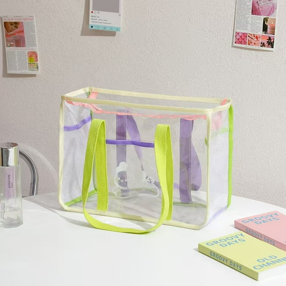 PVC Tote Pack Bag Transparent See Through Clear Tote For Women colorful Clear Jelly Beach Bag for Teens, Shoulder Handbag & Bathroom Travel Pouch