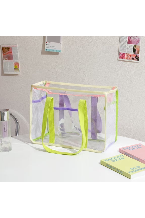 PVC Tote Pack Bag Transparent See Through Clear Tote For Women colorful Clear Jelly Beach Bag for Teens, Shoulder Handbag & Bathroom Travel Pouch