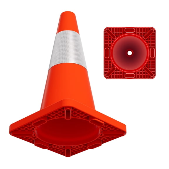 PVC Traffic Cone, 18 Inch Height, Wind Resistant, Traffic Cone with Reflective Tape, Orange Safety Cone, Parking Lot, Construction Zone, Sports Field(20 Pack)