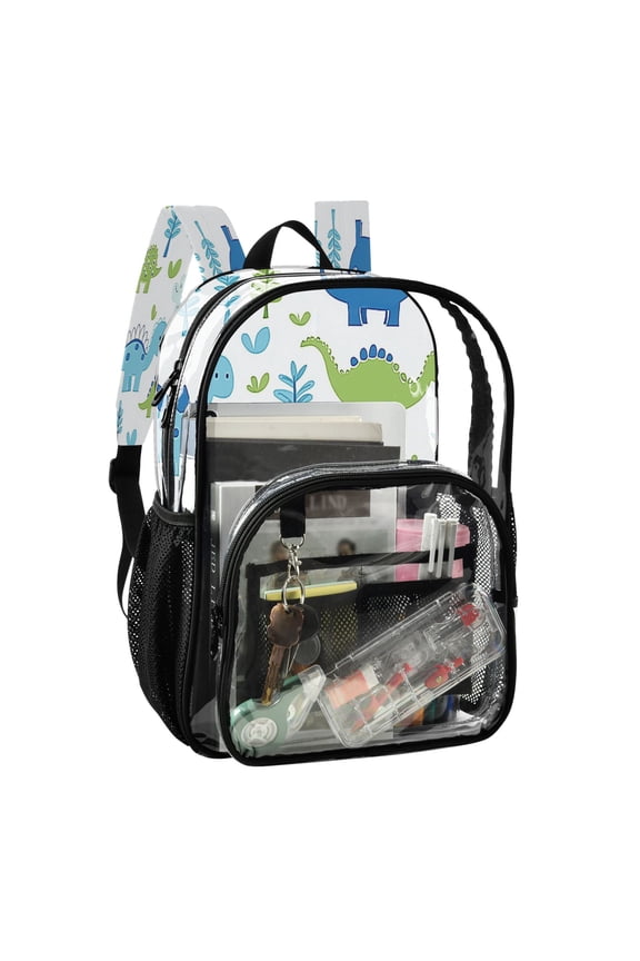 PVC Transparent Backpack Stylish & Durable Clear Backpack Perfect for School, Travel and Outings Adorable Ccartoon Dinosaur
