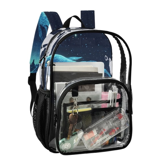 PVC Transparent Backpack Stylish & Durable Clear Backpack Perfect for School, Travel and Outings Ancient Sea Creature