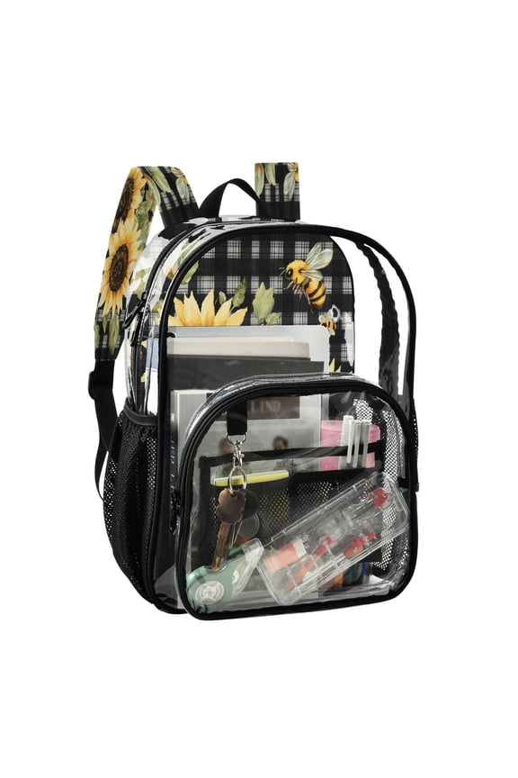 PVC Transparent Backpack Stylish & Durable Clear Backpack Perfect for School, Travel and Outings Beautiful Sunflowers
