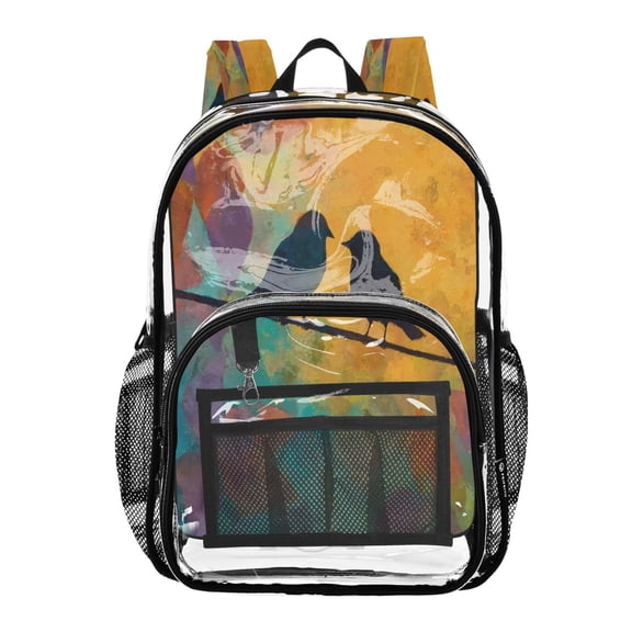 PVC Transparent Backpack Stylish & Durable Clear Backpack Perfect for School, Travel and Outings Birds on A Wire