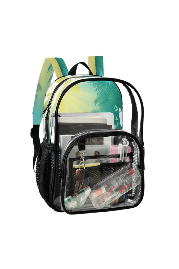 PVC Transparent Backpack Stylish & Durable Clear Backpack Perfect for School, Travel and Outings Blue and Green Gradient