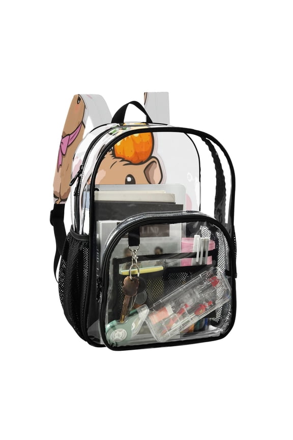 PVC Transparent Backpack Stylish & Durable Clear Backpack Perfect for School, Travel and Outings Capybara with A Bow