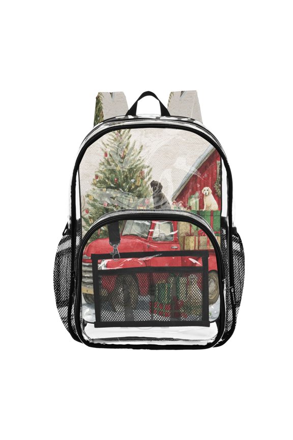 PVC Transparent Backpack Stylish & Durable Clear Backpack Perfect for School, Travel and Outings Christmas Decorations and Dogs