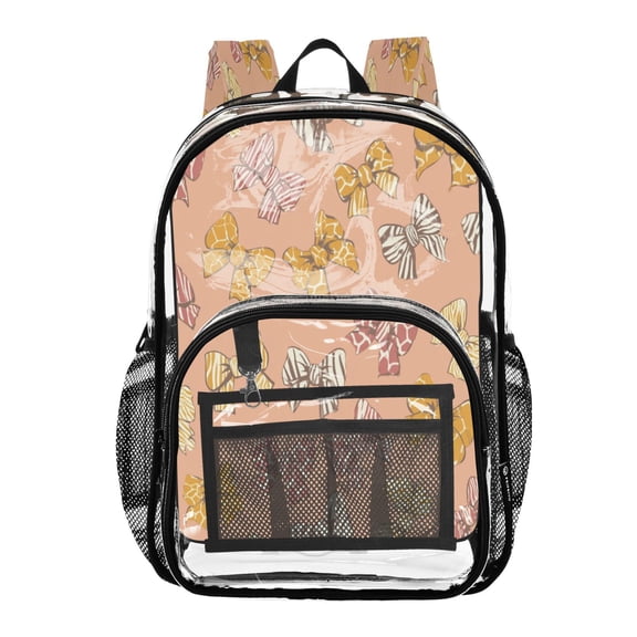 PVC Transparent Backpack Stylish & Durable Clear Backpack Perfect for School, Travel and Outings Cute Animal Print Bows