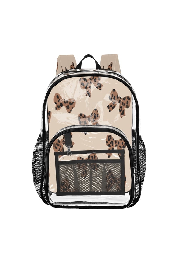 PVC Transparent Backpack Stylish & Durable Clear Backpack Perfect for School, Travel and Outings Cute Brown Bow
