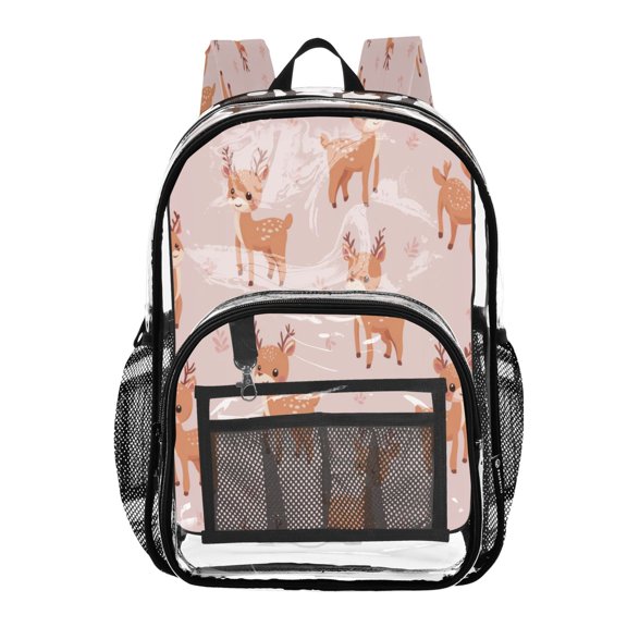 PVC Transparent Backpack Stylish & Durable Clear Backpack Perfect for School, Travel and Outings Cute Deer Pattern