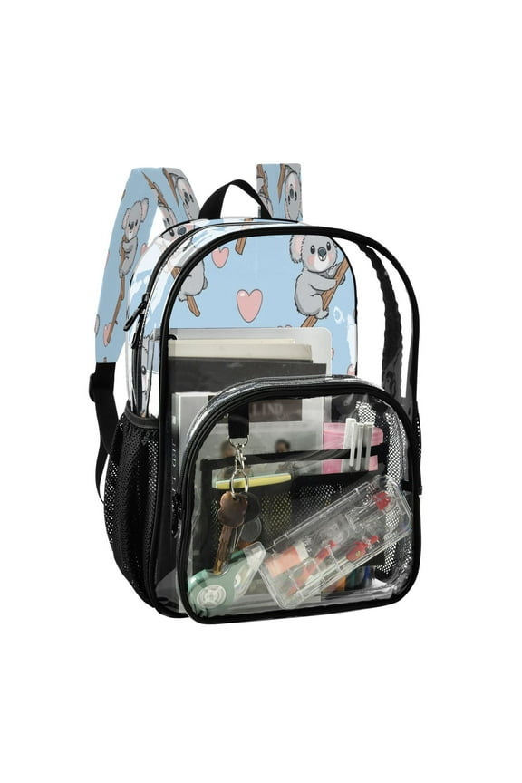 PVC Transparent Backpack Stylish & Durable Clear Backpack Perfect for School, Travel and Outings Cute Koala Pattern