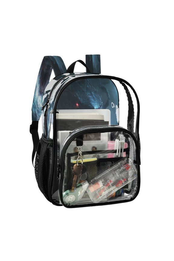 PVC Transparent Backpack Stylish & Durable Clear Backpack Perfect for School, Travel and Outings Fierce Shark