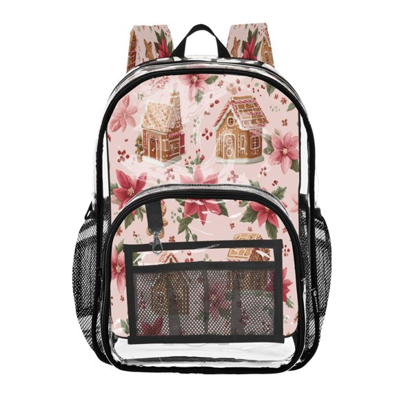 PVC Transparent Backpack Stylish & Durable Clear Backpack Perfect for School, Travel and Outings Houses and Flowers