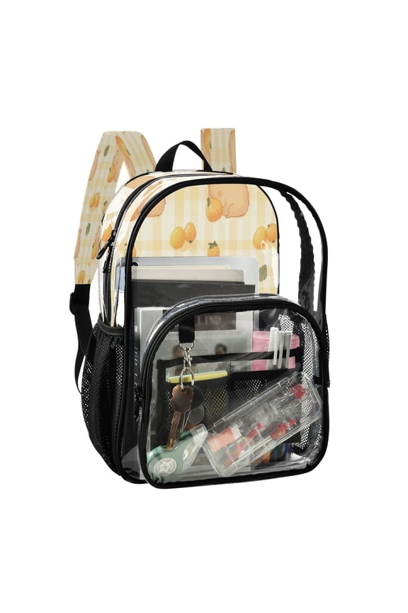PVC Transparent Backpack Stylish & Durable Clear Backpack Perfect for School, Travel and Outings Light Brown Capybara