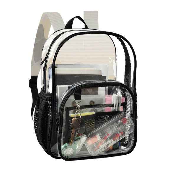 PVC Transparent Backpack Stylish & Durable Clear Backpack Perfect for School, Travel and Outings Light Gray Mountains