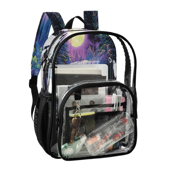 PVC Transparent Backpack Stylish & Durable Clear Backpack Perfect for School, Travel and Outings Neon Oversized Waterfall