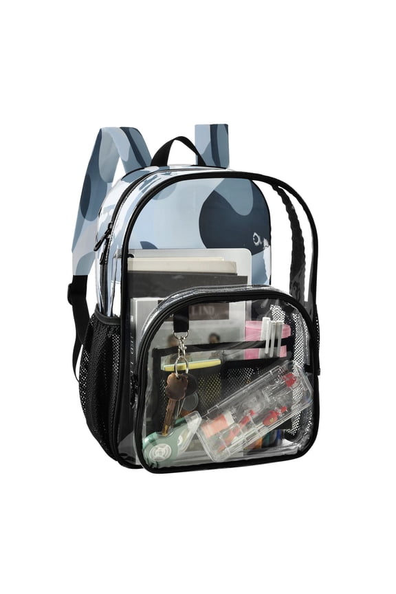 PVC Transparent Backpack Stylish & Durable Clear Backpack Perfect for School, Travel and Outings Off-white Circular Pattern