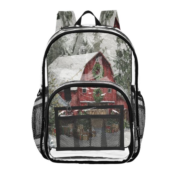PVC Transparent Backpack Stylish & Durable Clear Backpack Perfect for School, Travel and Outings Old Red Barn