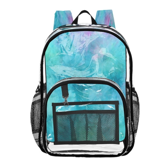 PVC Transparent Backpack Stylish & Durable Clear Backpack Perfect for School, Travel and Outings Pastel Blue Dandelions