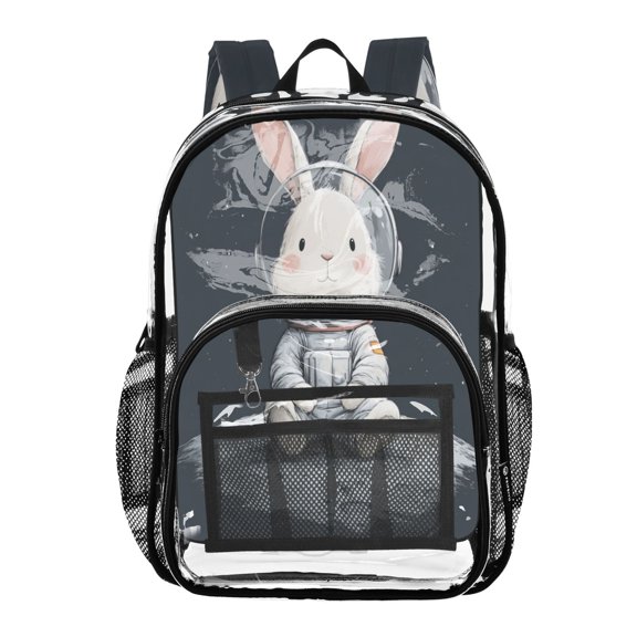 PVC Transparent Backpack Stylish & Durable Clear Backpack Perfect for School, Travel and Outings Rabbit in A Space