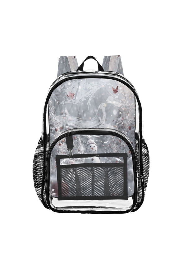 PVC Transparent Backpack Stylish & Durable Clear Backpack Perfect for School, Travel and Outings Snowy Winter Landscape
