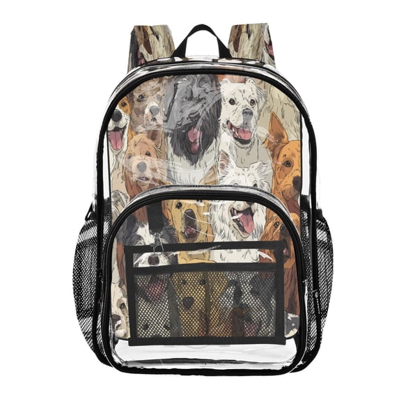 PVC Transparent Backpacks Clear Backpack for Travel and Outings A Large Group Of Dogs