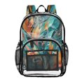 thumbnail image 1 of PVC Transparent Backpacks Clear Backpack for Travel and Outings Abstract Leaves, 1 of 7