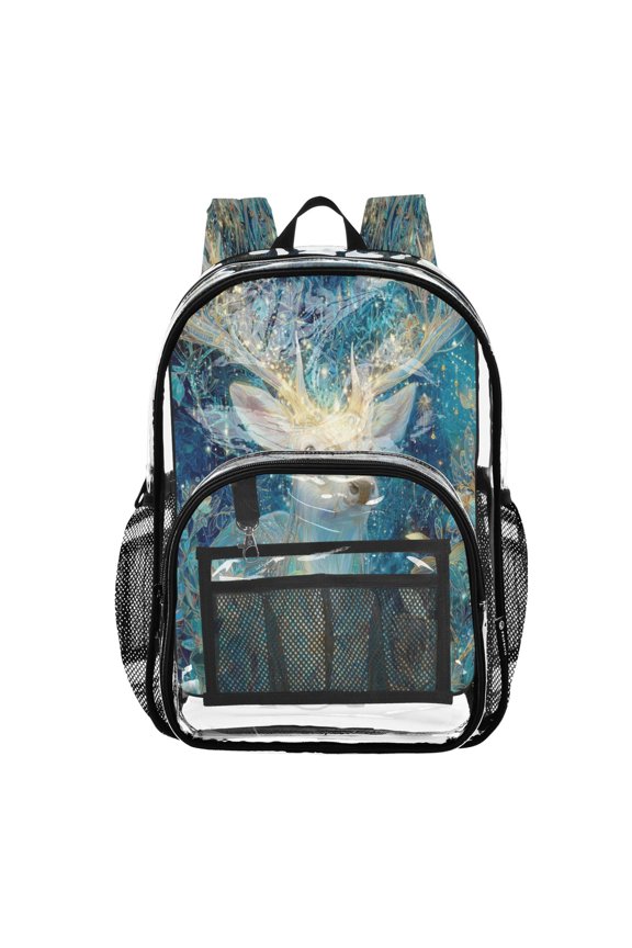 PVC Transparent Backpacks Clear Backpack for Travel and Outings Beautiful Glowing Deer