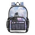 thumbnail image 1 of PVC Transparent Backpacks Clear Backpack for Travel and Outings Black Horse and Pink Unicorn, 1 of 7