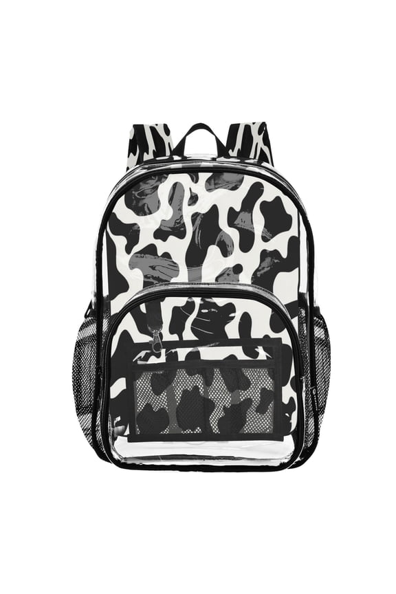 PVC Transparent Backpacks Clear Backpack for Travel and Outings Black Teardrop Pattern