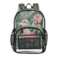 thumbnail image 1 of PVC Transparent Backpacks Clear Backpack for Travel and Outings Blossoming Lotus, 1 of 7