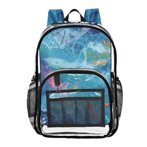 PVC Transparent Backpacks Clear Backpack for Travel and Outings Blue Vortex