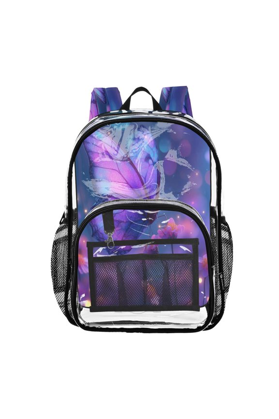 PVC Transparent Backpacks Clear Backpack for Travel and Outings Butterfly with Glowing Wings