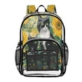 thumbnail image 1 of PVC Transparent Backpacks Clear Backpack for Travel and Outings Cats in Sunflowers Garden, 1 of 7