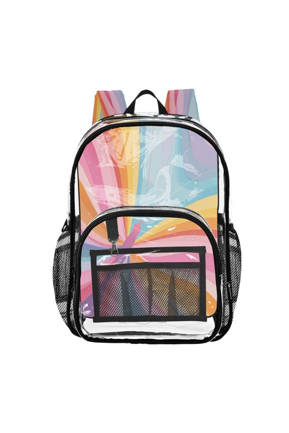 PVC Transparent Backpacks Clear Backpack for Travel and Outings Colorful Rainbow Butterfly
