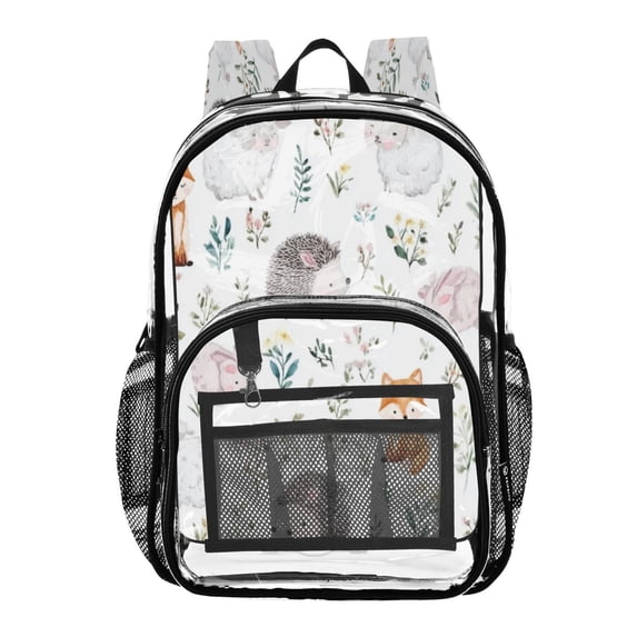 PVC Transparent Backpacks Clear Backpack for Travel and Outings Cute Animals Pattern