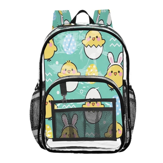 PVC Transparent Backpacks Clear Backpack for Travel and Outings Cute Cartoon Yellow Chick