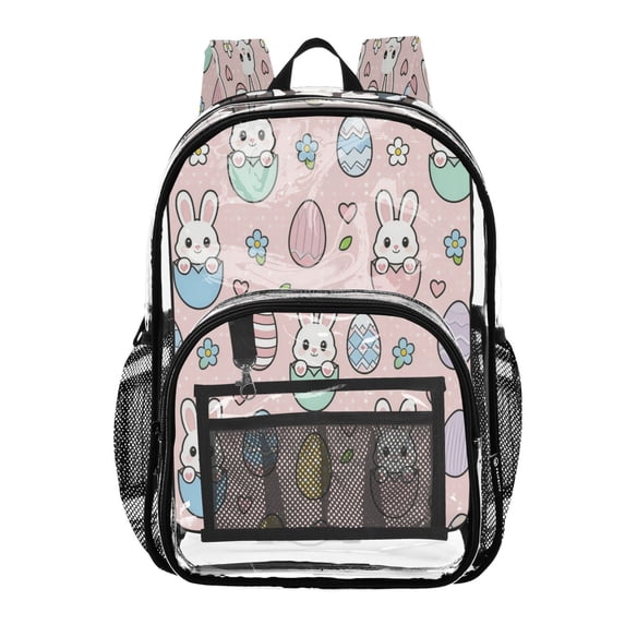 PVC Transparent Backpacks Clear Backpack for Travel and Outings Cute Hatching Bunny