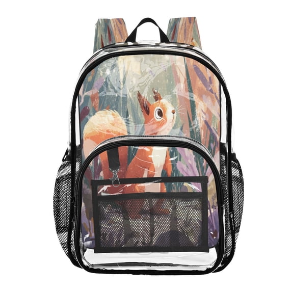 PVC Transparent Backpacks Clear Backpack for Travel and Outings Cute Little Squirrel