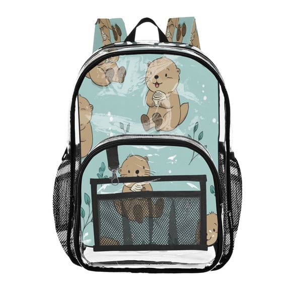 PVC Transparent Backpacks Clear Backpack for Travel and Outings Cute Otter Pattern