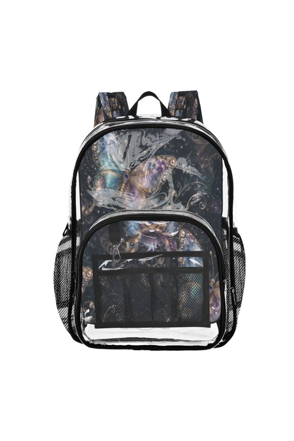 PVC Transparent Backpacks Clear Backpack for Travel and Outings Fantasy Butterfly